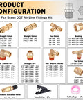 136-piece brass DOT air line fittings kit with push-to-connect fittings for air lines and hoses.