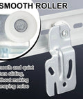 4 Pcs Sliding Closet Door Roller Kit For Top Hung Bypass Wardrobe Wheels Hardware close-up of a mounted roller showing smooth operation.