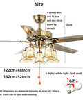 YPDJVLTI Ceiling Fans Lights 48-52Inch LED Fandelier with 5 lights, 48 or 52 inch size, and elegant pull cord design.