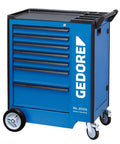 Heavy Duty Rolling Tool Trolley With Seven Deep Drawers Mobile Blue Steel Workshop Cart with wheels for easy mobility.