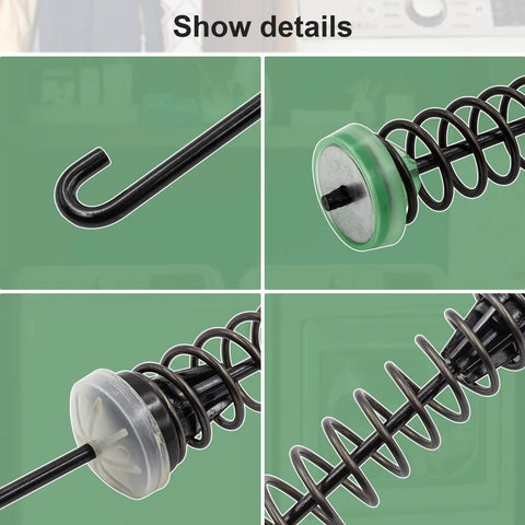 Close-up details of W11130362 Washer Suspension Rod Kit components showing hooks and springs for stable laundry use.