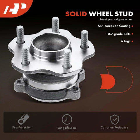 Rear Wheel Bearing And Hub Assembly 5 Lug For Nissan And Infiniti Front Wheel Drive Vehicles, close-up view