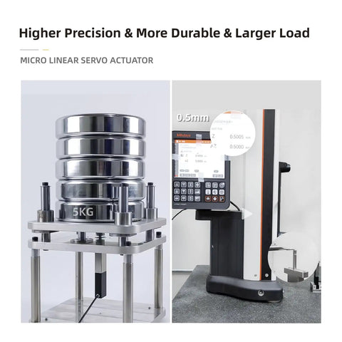 BLAS10 High Precision Mini Linear Servo Actuator With Built In Drive And Control lifting weights in a testing setup