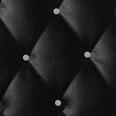 Kick Up Your DIY Game With Sleek Stainless Steel Upholstery Tacks Delivered Straight To Your Door With Top Shelf Decorative Furniture Nails Designed For Easy Sofa And Headboard Projects, silver upholstery tacks on black tufted fabric.