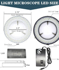 144 LED Microscope Ring Light With Adjustable Brightness And Stepless Dimming For Shadow Free Crystal Clear Observations In Lab Or Field Work Pro Grade Quality, 3.74 in inner diameter