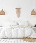 Japandi Inspired Tika 1-Light Pendant With Natural Blonde Twine Shade And White Cloth Cord Rustic Chic Ceiling Light
