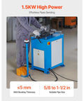 Heavy Duty Electric Pipe Bender Providing No Sweat Bending For Fast Metal Fabrication Featuring Five Precision Steel Dies in use.