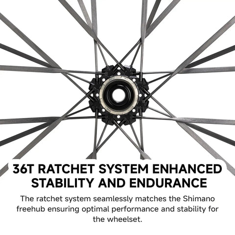 Unaas Pro2 700C Carbon Fiber Wheelset with Disc Brakes ultralight 1430g wheel hub and 36t ratchet system close-up