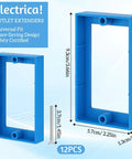 Twelve Piece Half Inch Single Gang Electrical Box Extender Kit With Twenty Four Screws For Outlets And Switches Blue Keeps Receptacles Flush And Prevents Recessed Sockets For A Seamless No Fuss Installation.