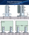 Diagram showing installation of Heavy Duty Matte Black Glass Railing Spigot 2.1lb T304 Stainless Steel Clamp Post No Drill Design