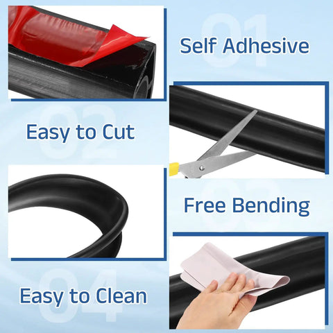 Flexible Shower Water Barrier Edge Guard 118 Inch TPE Splash Stopper, self-adhesive, easy to cut, free bending, easy to clean.