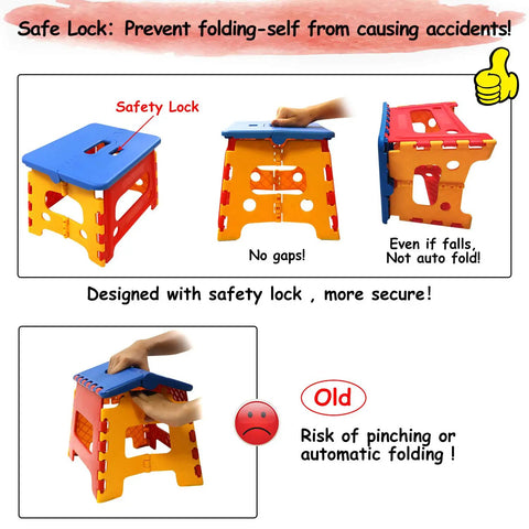 Toddler Folding Step Stool For Bathroom Sink Helper Rock Solid Non Slip Base Easy Nifty Fold Down Design Super Secure Lock Handle Smooth Ride Red And Blue Duo Pack For Home Organization
