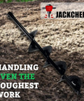 Heavy Duty 6 Inch By 31 Inch Earth Auger Bit For Post Holes And Planting, Fits Three Quarters Inch Shafts shown on soil