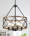 Black Farmhouse Chandeliers For Dining Room Light Fixture With Six Candle Style Heads Rustic Industrial Hanging Pendant