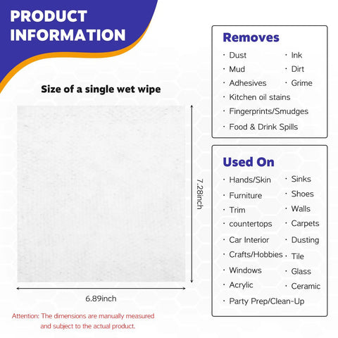 Heavy Duty Kitchen Cleaning Wipes For Microwave Air Fryer Stove And Cooktops All Purpose Appliance Cleaner Cloths dimensions shown