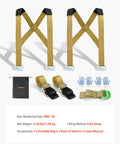 Heavy Duty Two Person Moving Straps With Adjustable Shoulder Harness And Beefy Steel Buckles For Hassle Free Hauling Of Furniture Mattresses And Appliances Without Wrecking Your Back, featuring gold straps and accessories.