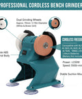 LiebeWH Mini Bench Grinder And Polisher, 5500 Rpm Electric Multi Purpose Grinding Machine with dual brown and white grinding wheels.