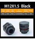 2 Pack IP68 Industrial Breather Vents M12x1.5 Thread Dual Port Pressure Equalization Valve showing black body and dimensions.