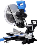 Heavy Duty Pro Grade Sliding Compound Miter Saw With Dead On Laser Guide 12 Inch 80 Tooth Blade 15 Amp Motor angled view.