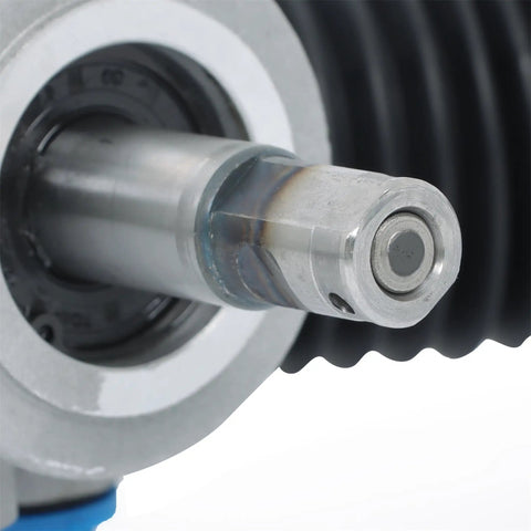 Close-up of metal component from Power Steering Rack And Pinion Replacement For Chevy Silverado And Gmc Sierra 1500 1999 To 2006 Rwd Direct Fit Bolt On Oem Grade Gear With Smooth Steering Performance Covers 22-1000 97-1000 19133675 26079794
