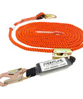Pro Grade Vertical Lifeline With Openable Rope Grab, 100 Ft, Shock Pack, Snaphook To Back D Ring, High Tenacity Polyester
