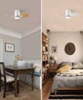 30 Inch Ceiling Fan With Lights Remote Control Quiet DC Motor Flush Mount For Bedroom And Kids Room White And Wood Grain Finish Dual Sided Blades Keeps It Cool In Small Rooms Perfect For Flat Ceilings