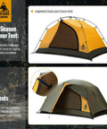 Stella 4 Season Camping Tent For 2 People Ultra Lightweight Backpacking Shelter Waterproof 3000mm with dual-layer doors