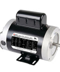 Heavy Duty One Horsepower Boat Lift Motor With 56C C Face Rigid Base featuring a smooth black housing and shaft, ideal for dock hoists.
