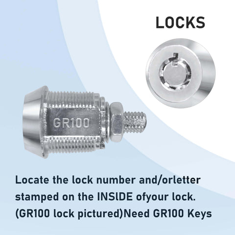 Close-up of GR100 lock for Speed Queen laundry machines, requiring Set Of Five Replacement Keys For Speed Queen Coin Laundry Machines GR777 GR800 GR888 GR100 GR999 For Commercial Washers And Dryers Great For Coin Operated Units And Maintenance.