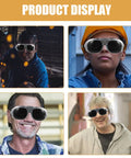 Rock Solid Welding Safety Glasses Featuring Splash Proof Black Gray Lenses For Heavy Duty Job Sites model displays in various environments.