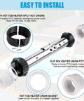 Hot Tub Heater Split Nut Union And Tailpiece 2 Inch Adapter Kit Set of 2 with washers, easy to install spa piping upgrade