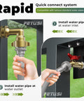 DIY Water Spigot Kit And Hose Bib Extender With Brass Connector, indoor to outdoor water access setup illustration