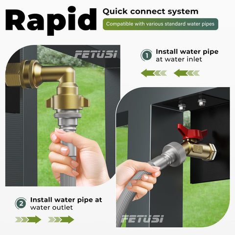 DIY Water Spigot Kit And Hose Bib Extender With Brass Connector, indoor to outdoor water access setup illustration