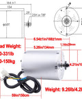 Beast Power 48V 1800W Brushless DC Motor Kit For Go Karts And E-Bikes, 3900RPM Max, 5.1N.M Torque, product dimensions with schematic