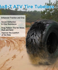 16x8-7 ATV Tire Tubeless all-terrain replacement in mud with V-pattern tread for Tao Tao Coolster 110cc 125cc 150cc 200cc Quad
