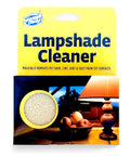 Packaging of Easy To Use Sponge Lamp Shade And Fabric Cleaner for delicate fabrics and lampshades, featuring product logo and image of a lamp.