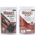 Front and back packaging of Archery Release RTS With Adjustable Index Finger Travel And Four Hole Length Caliper Style Two Piece Head