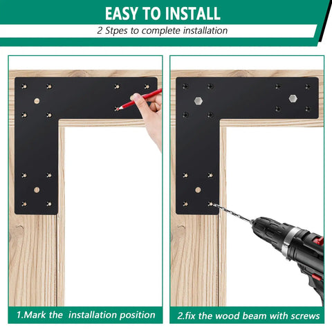 Flat L Shaped Pergola Brackets 10 x 10 Inch Heavy Duty Mending Plates For 4x4 Or 6x6 Lumber Gazebo Porch Truss Framing And Log Cabins 4 Pack Ideal For Outdoor Construction Projects Like Pergolas Sheds Gazebos And Home Improvement