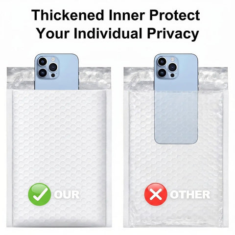 100 Pack 6x10 Inch Bubble Mailers With 6x9 Inch Inner Size Self Seal Padded Envelopes comparison with phone size
