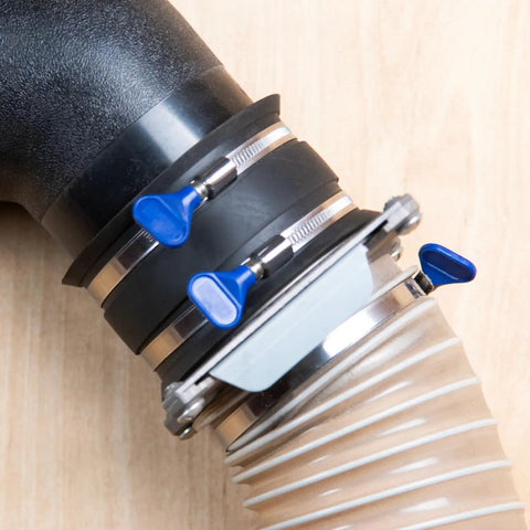 4 Inch Dust Control Flex Cuff with Adjustable Key Hose Clamps for a Tight Airtight Seal Between 4 Inch Dust Collection Ports
