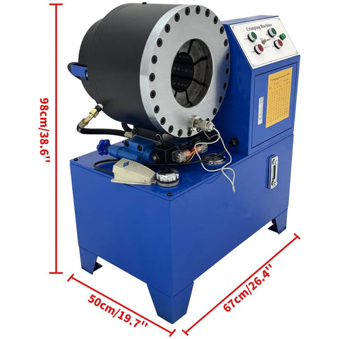 Heavy Duty Electric Hydraulic Hose Crimping Machine For Steel And Rubber Tubes 0.2 To 4 Inch Range 14 Die Sets Included with blue finish.