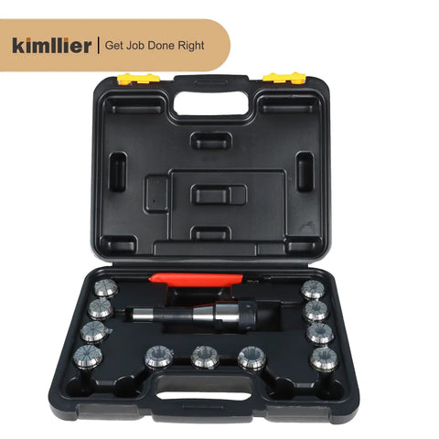 Open case displaying ER32 Collet Chuck Holder Set With 11 Collets 1/8 To 3/4 Inch And Wrench, Pro Grade CNC Engraving And Milling Lathe Tool Kit.