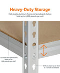 Beefy Aluminum 5 Shelf Storage Rack With Double Posts 36 By 18 By 72 Inches showing close-up of anodized frame and shelf details