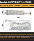 Dryer Repair Kit With 3387747 Heating Element, 279816 Thermostat Kit, And 279973 3392519 Thermal Fuse compatibility chart