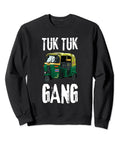 Tuk Tuk Rickshaw Vintage Graphic Sweatshirt Classic Fit Pullover for scooter drivers featuring a green tuk tuk design.