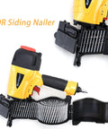 Siding nailer with coil of 3600 Count Siding Nails 15-Degree Coil 1-1/2 Inch.092 Wire Ring Shank Full Round Head Hot-Dipped Galvanized