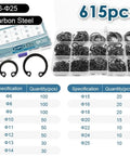 Internal Circlip Retaining Ring Kit 900Pcs To 1845Pcs Carbon Steel 6-25mm C Washer Locking Clip Set with 615pcs visible
