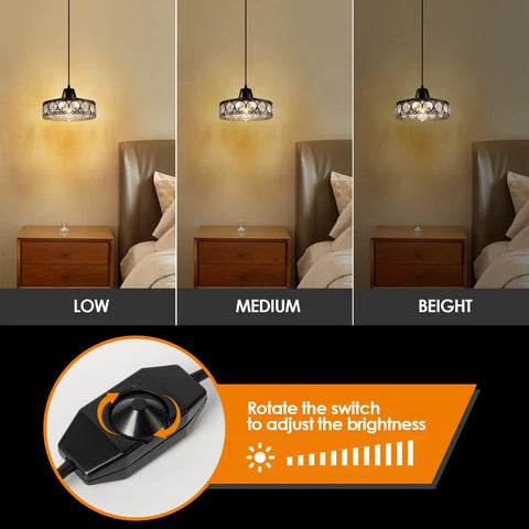 Plug In Pendant Light With 15 Foot Cord Dimmable Inline On Off Switch Dope Modern Crystal Chandelier Hanging Lamp for bedroom use