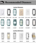 Various Lutron and Leviton dimmers compatible with Dimmable LED Edison Globe Light Bulbs 2700K Warm White, 5W, G25 Milky Glass Filament Bulbs