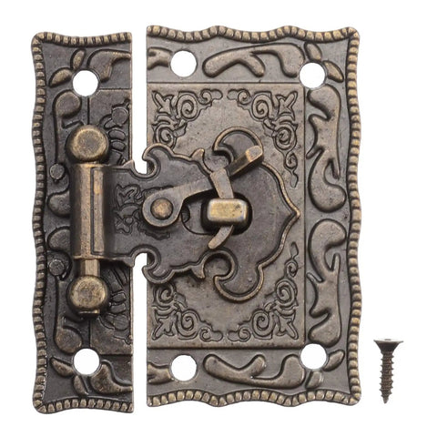 Old School Antique Style Wood Box Hasp Lock Toggle Latch for Jewelry Boxes Cabinets and Drawers, zinc alloy, 51x42mm